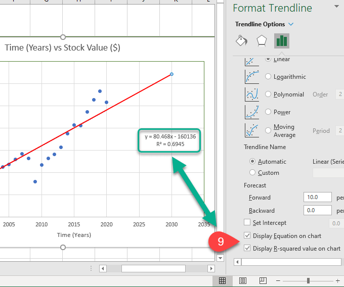 Add a Linear Regression Trendline to an Excel Scatter Plot image 9